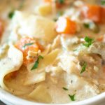 Easy Homemade Amish Chicken and Noodles in the Crockpot. Creamy and Delicious!