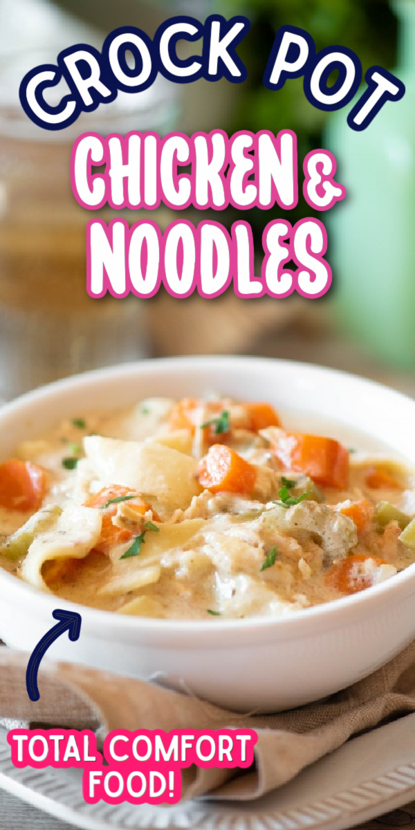 Easy Crockpot Chicken and Noodles- nothing beats home made! This recipe is comfort food at its finest, it's so creamy. Serve it on its own or over mashed potatoes! #gogogogourmet #crockpotchickenandnoodles #chickenandnoodles #comfortfood via @gogogogourmet