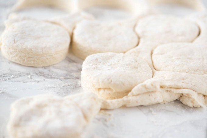 Cut out buttermilk biscuit dough step