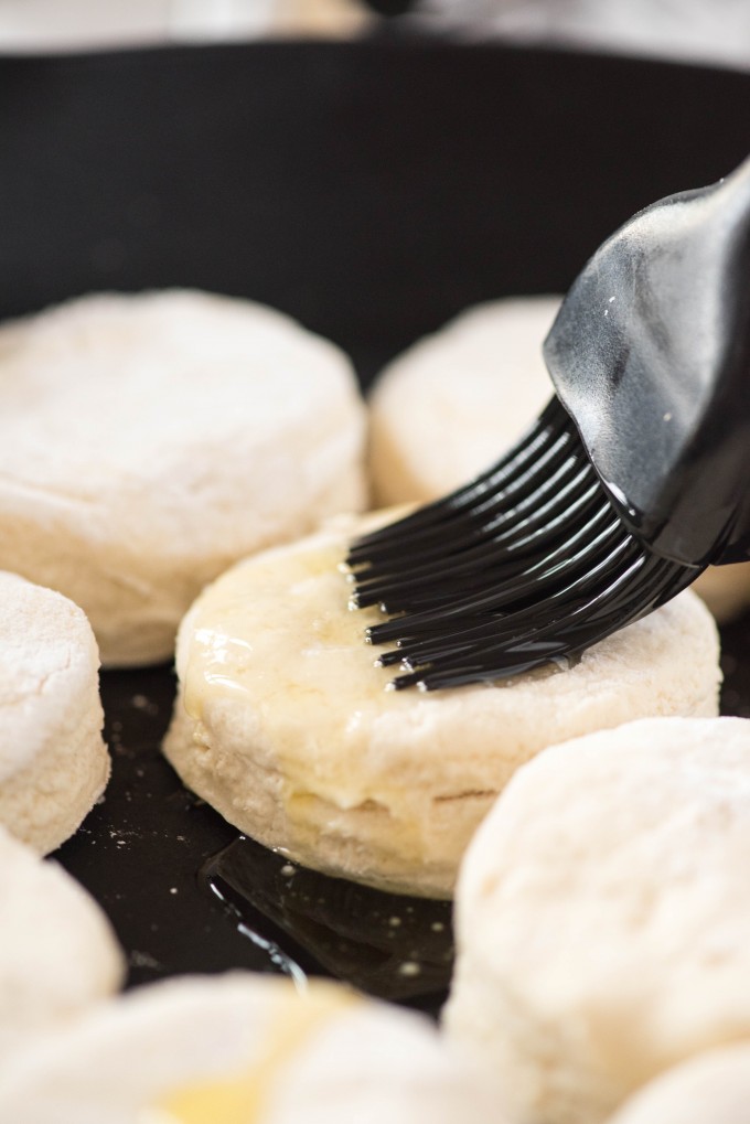 Easy homemade biscuits brushed with butter