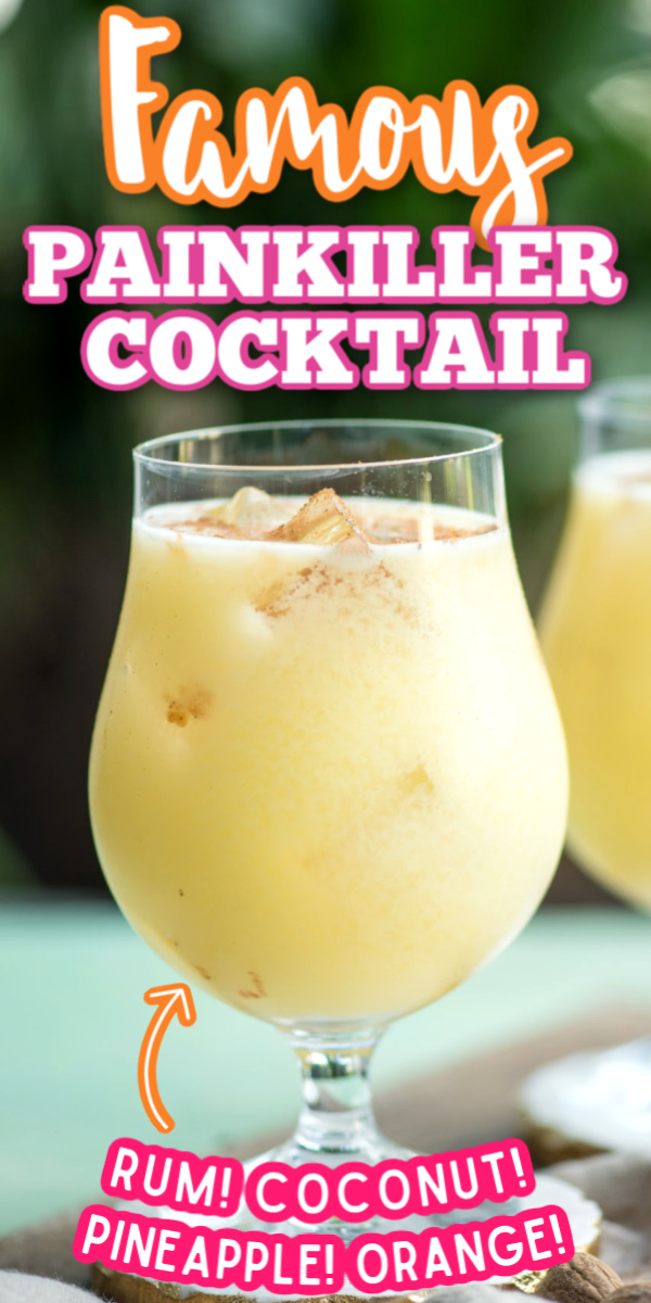 If you're looking for a great warm weather cocktail recipe, make these Painkiller Drinks! With coconut cream, pineapple juice, rum, and orange - what's not to love? #virginislands #painkillercocktail #easycocktailrecipes #summercocktails #gogogogourmet via @gogogogourmet