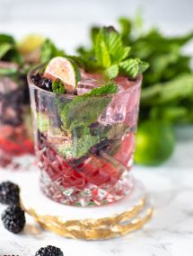 Close up of best blackberry mojito recipe