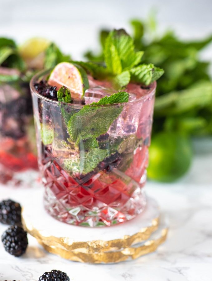 Close up of best blackberry mojito recipe