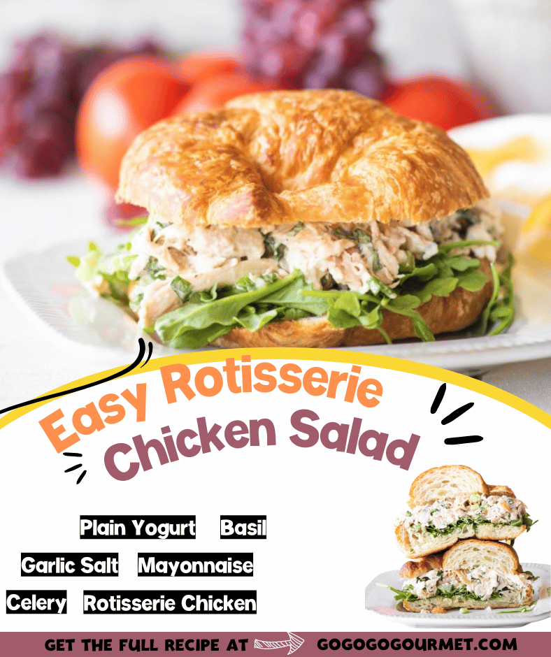 This is the best easy Rotisserie Chicken Salad recipe out there! Made creamy with Greek yogurt, yet crunchy with grapes and celery, this classic and simple sandwich is a great healthy lunch option! #rotisseriechickensalad #classicchickensalad #easychickensalad #gogogogourmet via @gogogogourmet