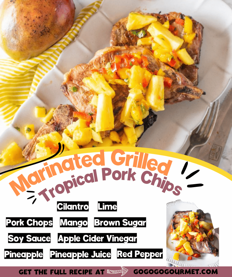 When it comes to summer, there’s no better way to cook bone in pork chops than firing up the grill! These Marinated Grilled Pork Chops soak in the best marinade, and get topped off with a salsa that will whisk you away to the tropics! @ohiobaconfarmer #grilledporkchops #summergrillingrecipes #gogogogourmet via @gogogogourmet