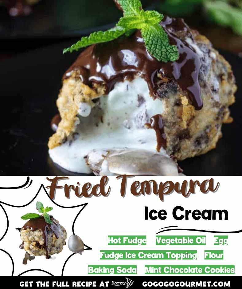 Fried ice cream is my favorite dessert to order at a Mexican restaurant. But this easy Fried Tempura Ice Cream recipe with Mint Chocolate Truffles is a homemade, no fry dessert that will keep you coming back for more! #easyfriedicecreamrecipe #friedtempuraicecream #homemadedesserts #gogogogourmet via @gogogogourmet