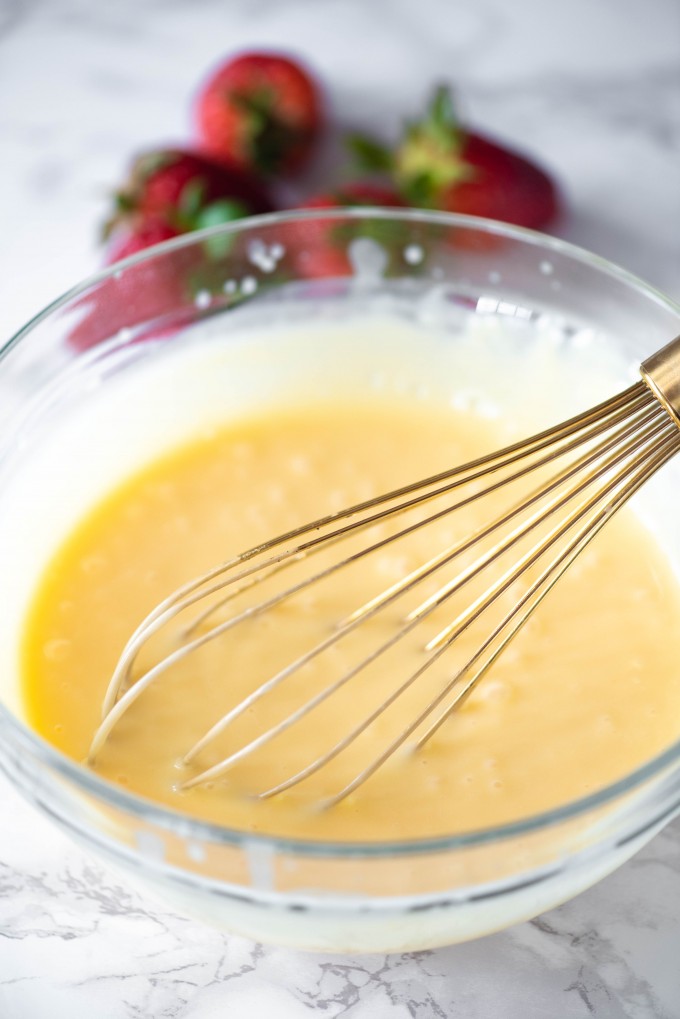 Strawberry Napoleon Custard in a bowl