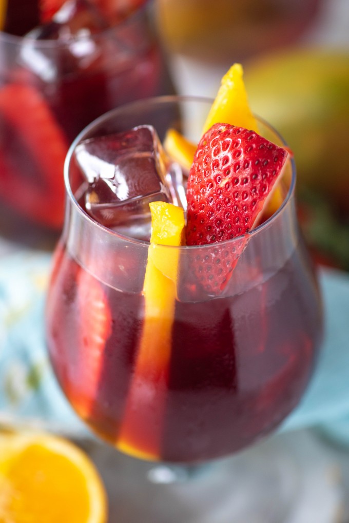 Ice cold traditional red wine sangria