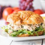 Easy rotisserie chicken salad sandwich on a plate