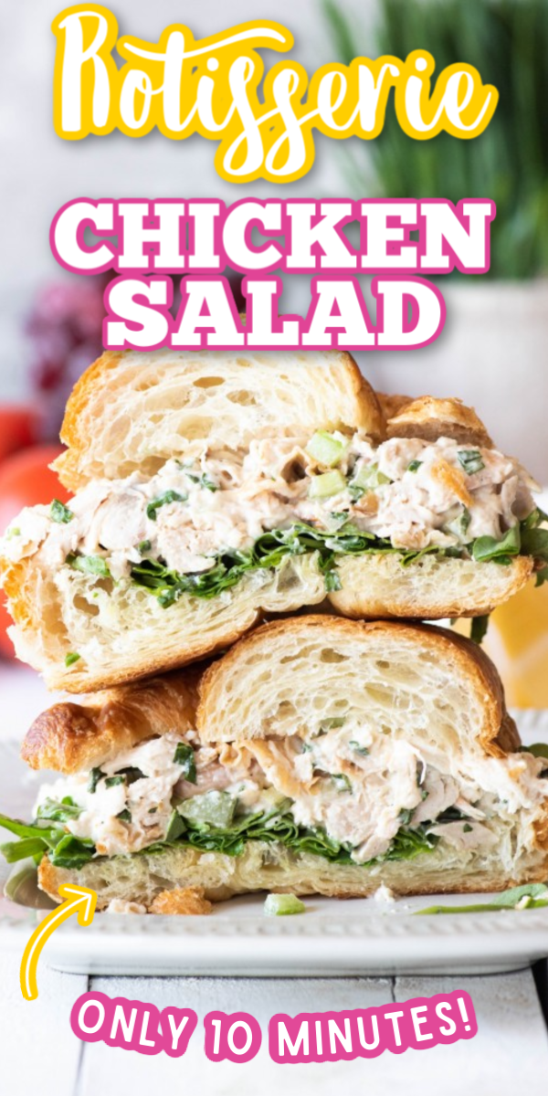 This is the best easy Rotisserie Chicken Salad recipe out there! Made creamy with Greek yogurt, yet crunchy with grapes and celery, this classic and simple sandwich is a great healthy lunch option! #rotisseriechickensalad #classicchickensalad #easychickensalad #gogogogourmet via @gogogogourmet