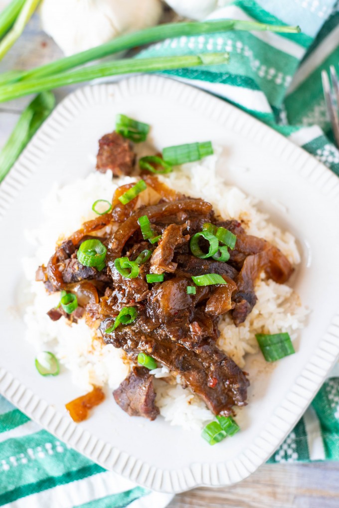 Mongolian Beef Recipe over rice