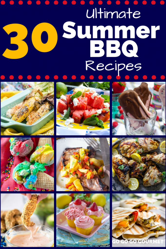 This list of the Best Summer BBQ Recipes has everything you need for your summer cookouts! Whether you're cooking meat for a crowd or just want an easy dinner to cook on the grill, these dinners, sides and desserts will be your one-stop-shop! #summerbbqrecipes #summerbarbecueideas #summerdinnerideas #easydinnerrecipes #gogogogourmet via @gogogogourmet