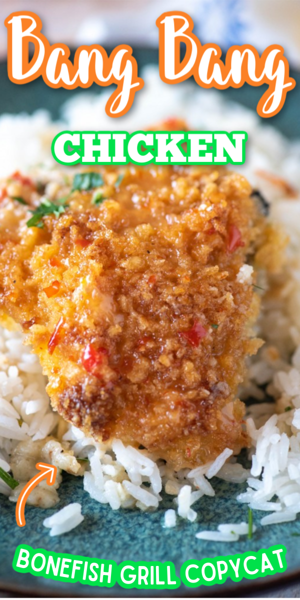 Are you obsessed with the Bang Bang Shrimp from Bonefish Grill? This easy Bang Bang Chicken recipe has all the copycat spicy, creamy flavor of their most popular sauce, but with a change in protein! It's great served over rice or even pasta. #easycopycatrecipes #bangbangshrimp #bangbangchicken #gogogogourmet via @gogogogourmet