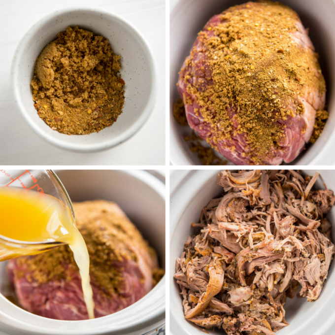 Step by step of making pineapple pulled pork