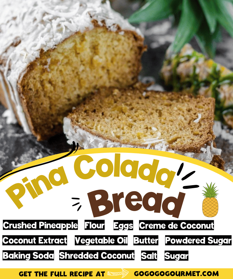 With crushed pineapple and coconut, this Pina Colada bread recipe will take you to the tropics with every slice! It's tropical flavors make an excellent dessert! #pinacoladabread #pineapplecoconutcread #pineappleloaf #gogogogourmet via @gogogogourmet