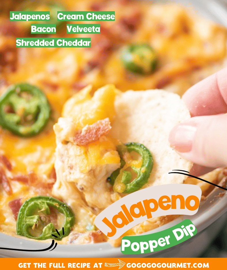 This easy Jalapeno Popper Dip is the best ever appetizer! This dip is perfectly creamy and spicy with just the right amount of bacon. Best serves with Ritz crackers, or even tortilla chips! #jalapenopopperdip #easyappetizerrecipes #easyappetizer #gogogogourmet via @gogogogourmet