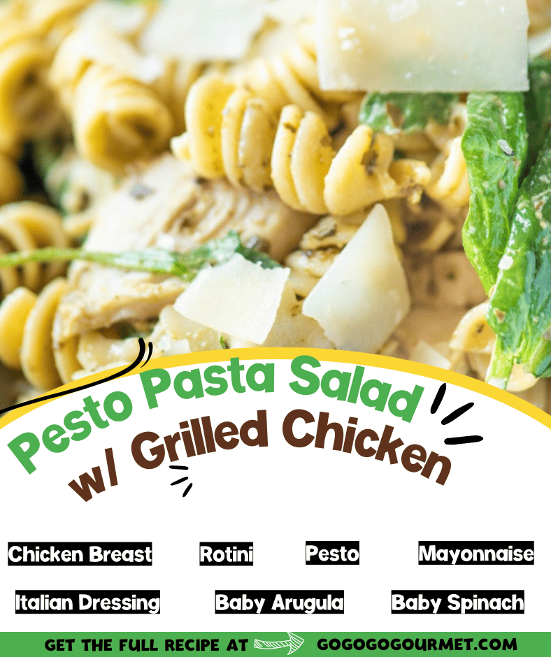 This cold Pesto Pasta Salad with Grilled Chicken is one of the best pasta salad recipes! Made easy and healthy with ingredients like arugula and baby spinach, this recipe even rivals the Pioneer Woman! #pestopastasalad #summerbbqrecipes #pastasaladrecipes #gogogogourmet via @gogogogourmet