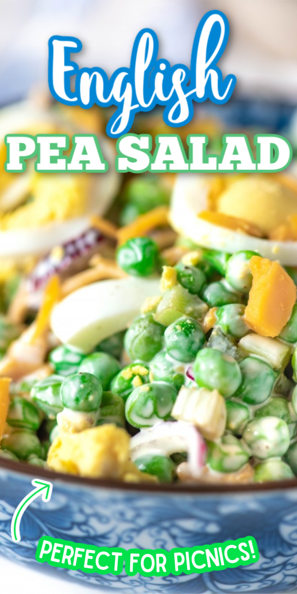 Looking for some new lunch ideas? This easy English Pea Salad is one of the best recipes out there! This pea salad is served cold, so it's perfect for summer BBQs. You can even add some extra flavor with bacon! #peasalad #creamypeasaladrecipes #summerbbqrecipes #gogogogourmet via @gogogogourmet