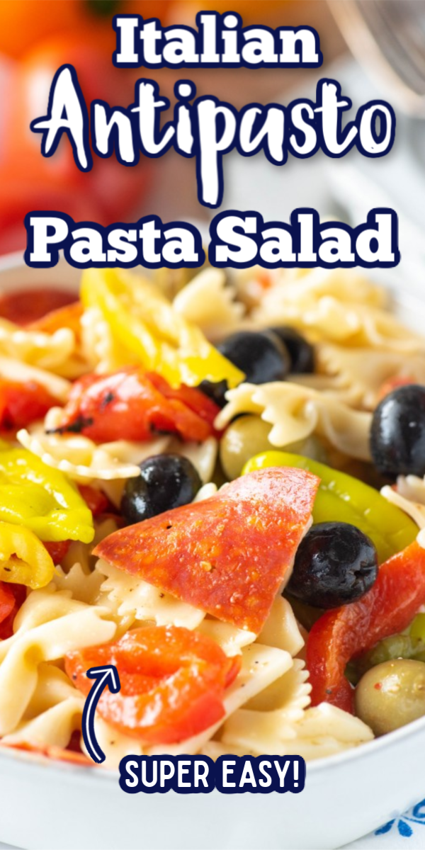 This easy Italian Antipasto Pasta Salad is one my favorite pasta salad recipes! Full of olives, roasted red peppers, pepperoni, Italian dressing and cheese, this will be your go to dish for all of your family get togethers! #antipastopastasalad #pastasaladrecipes #easypastasaladrecipes #gogogogourmet via @gogogogourmet