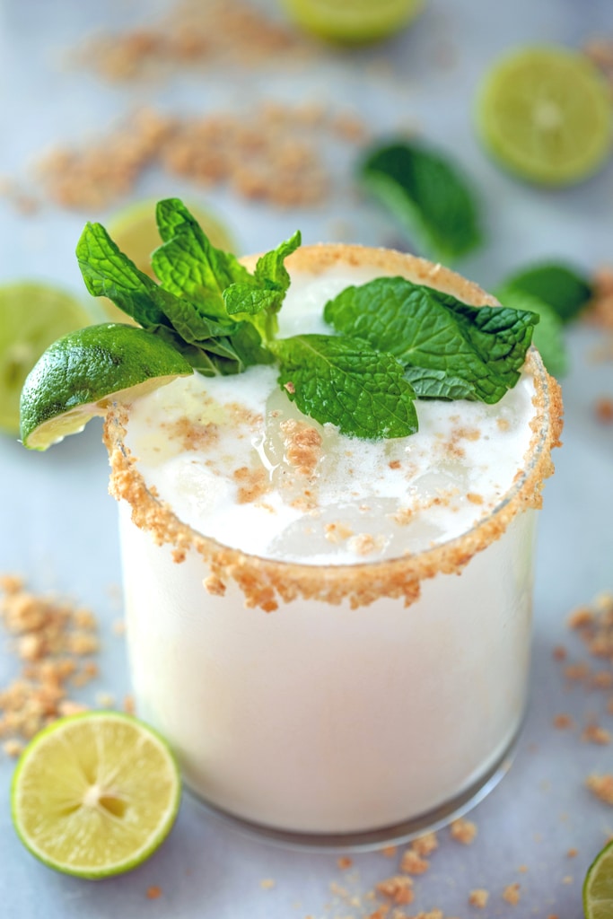 Key lime pie mojito with a sprig of mint