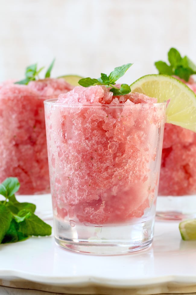 Close up of watermelon mojito slushie