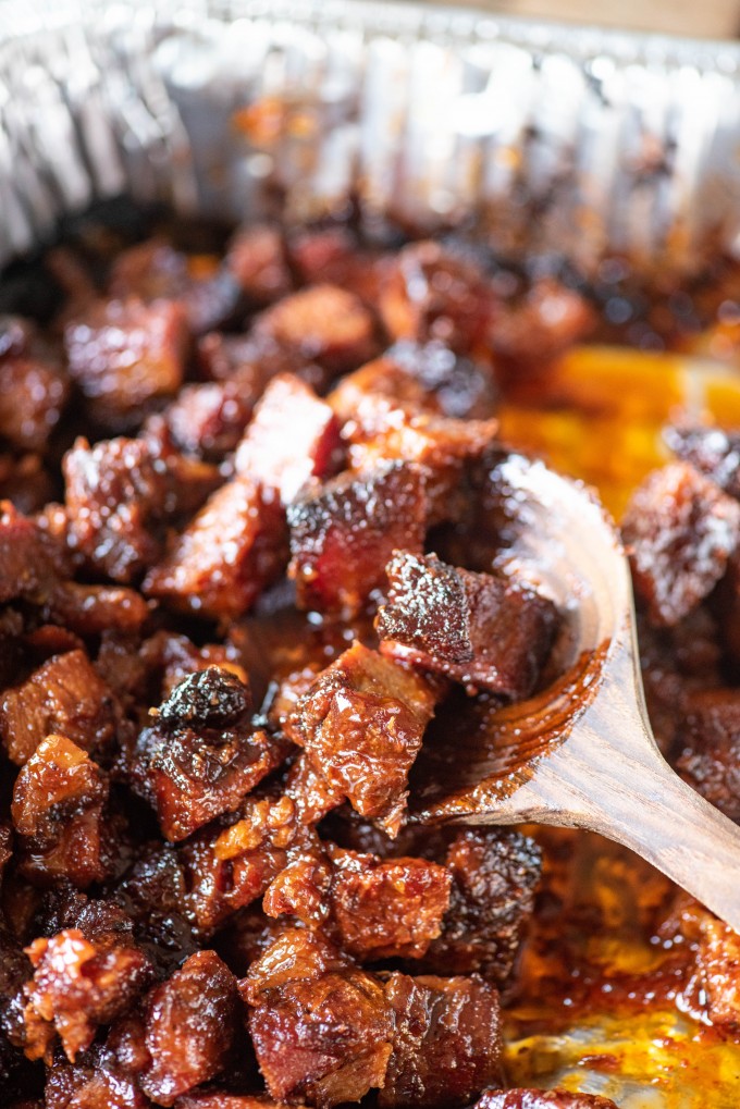 Burnt Ends from the Smoker using Pork Shoulder, Picnic Roast, Pork Side or Pork Belly