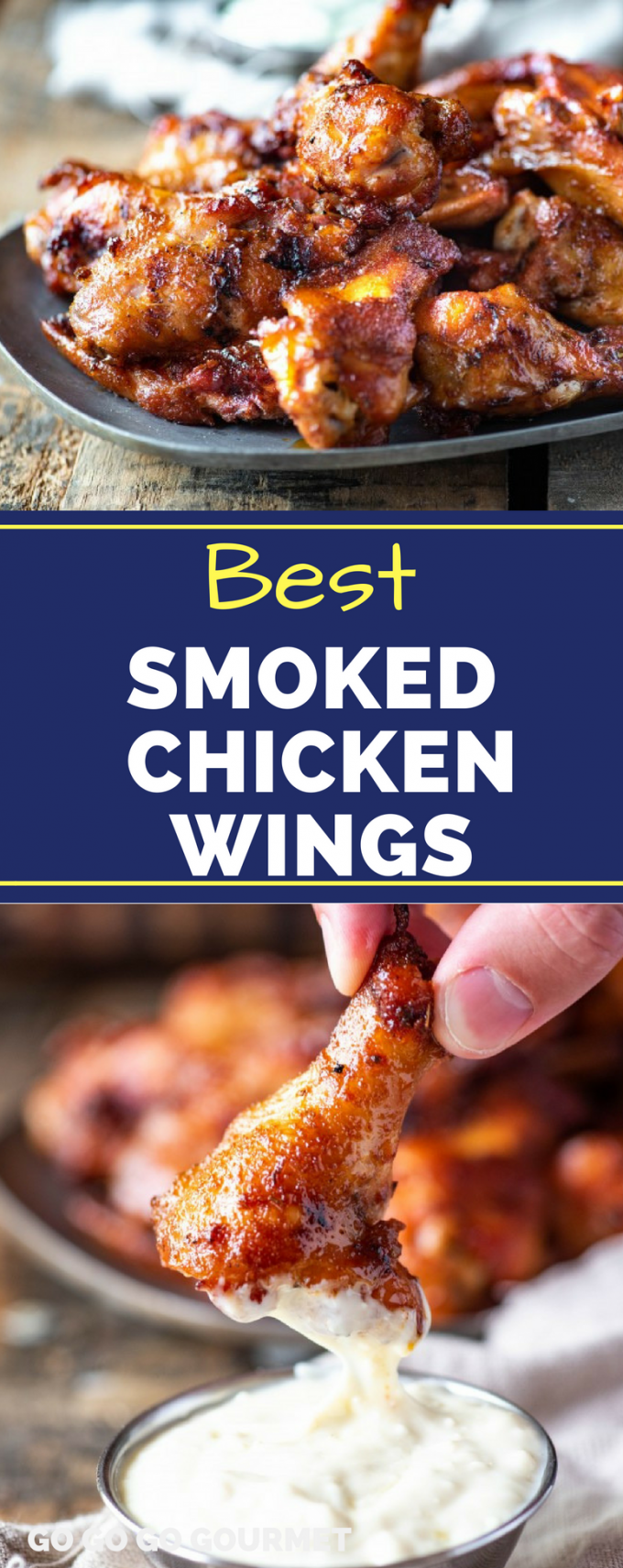 Get your smokers ready, this is the most amazing Smoked Chicken Wings recipe! With a perfectly seasoned rub, these crispy wings will be your new favorite! #smokedchickenwings #smokerrecipes #bestsmokedchickenwings #gogogogourmet via @gogogogourmet