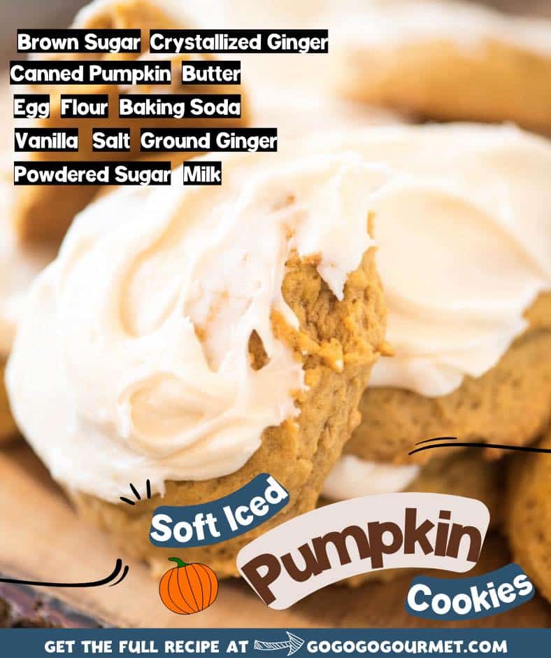 These Soft Iced Pumpkin Cookies are so easy and delicious! Perfectly chewy with all the flavors of fall, they really are the best! You could even add some chocolate chips for some extra flavor! #pumpkinrecipes #falldessertrecipes #softicedpumpkincookies #gogogogourmet via @gogogogourmet