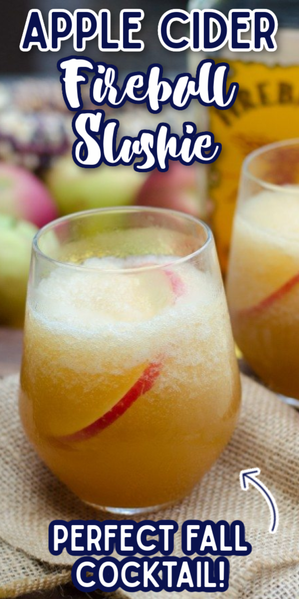 This Fireball Apple Cider Slushie Cocktail is one of the best drinks for the holidays and fall! Fire in Ice uses Fireball Whiskey, apple cider and a splash of ginger beer to make one of your new favorite fall drink recipes! #fireinice #fireballcocktails #fireballappleciderslushiecocktail #gogogogourmet via @gogogogourmet