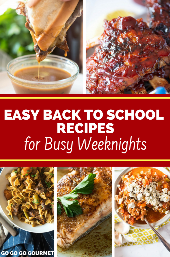 Back to school time means less time for dinner, so these easy back to school recipes are here to save the day! From Instant Pot and slow cooker recipes to one pan meals, these dinners are quick and easy without lacking on flavor. #backtoschooldinners #easydinnerrecipes #quickdinnerrecipes #gogogogourmet via @gogogogourmet