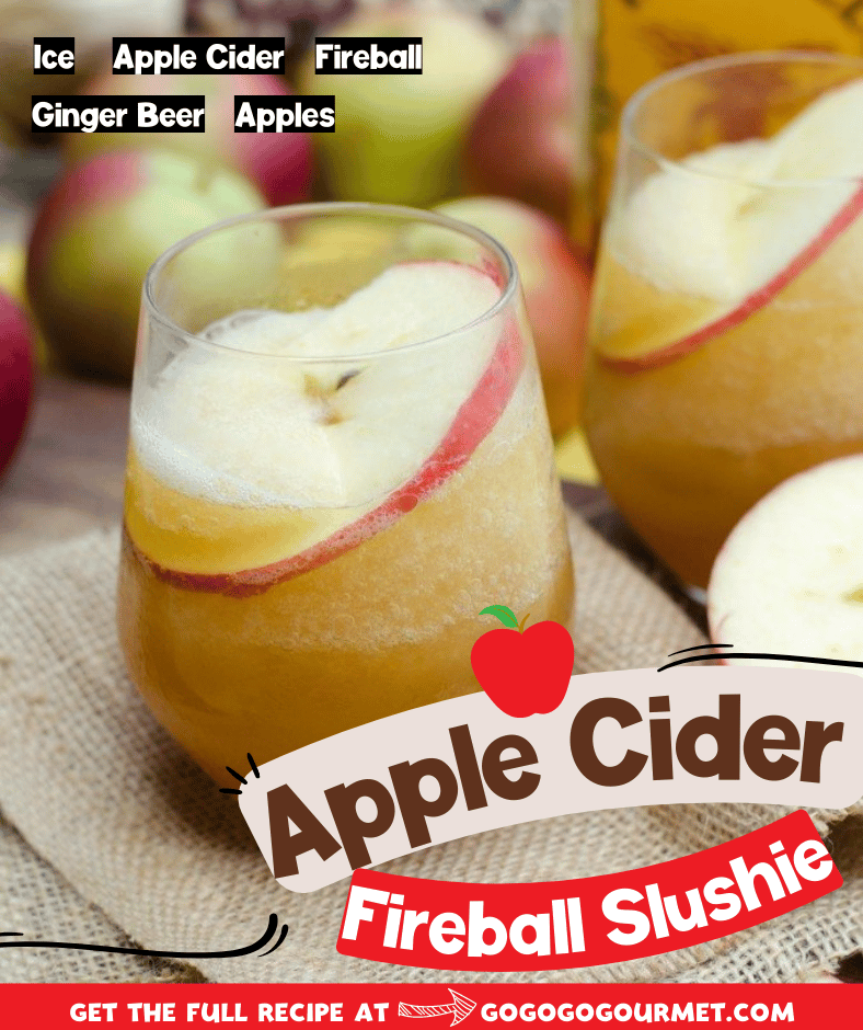 This Fireball Apple Cider Slushie Cocktail is one of the best drinks for the holidays and fall! Fire in Ice uses Fireball Whiskey, apple cider and a splash of ginger beer to make one of your new favorite fall drink recipes! #fireinice #fireballcocktails #fireballappleciderslushiecocktail #gogogogourmet via @gogogogourmet
