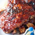 Instant Pot ribs on a white plate