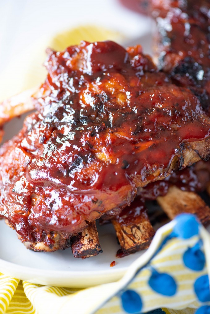 Instant Pot ribs on a white plate