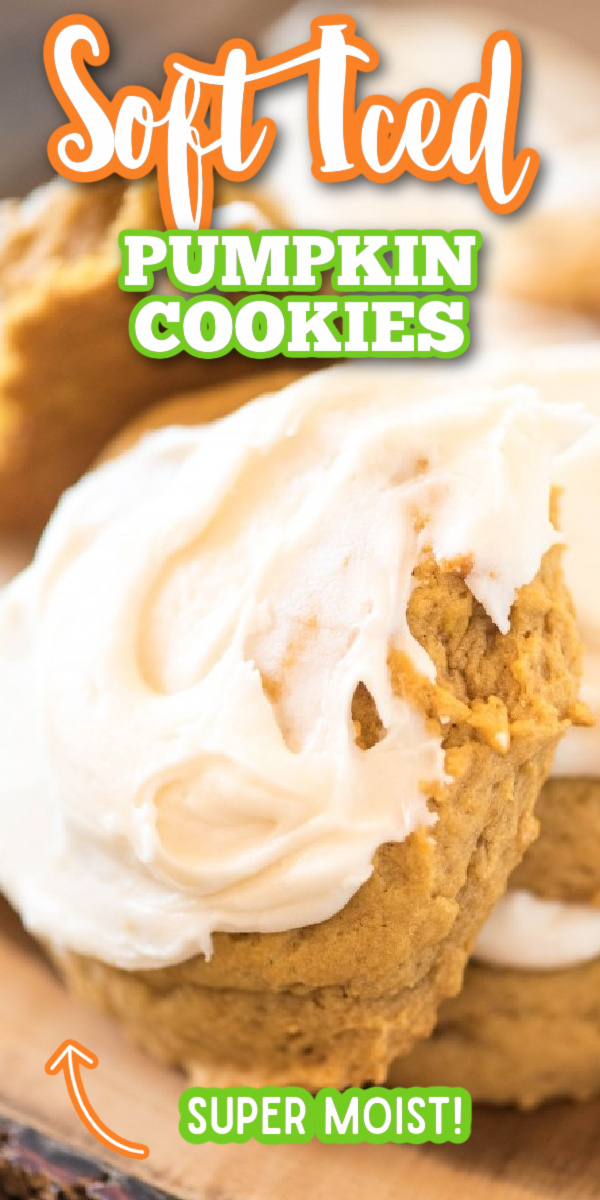 These Soft Iced Pumpkin Cookies are so easy and delicious! Perfectly chewy with all the flavors of fall, they really are the best! You could even add some chocolate chips for some extra flavor! #pumpkinrecipes #falldessertrecipes #softicedpumpkincookies #gogogogourmet via @gogogogourmet