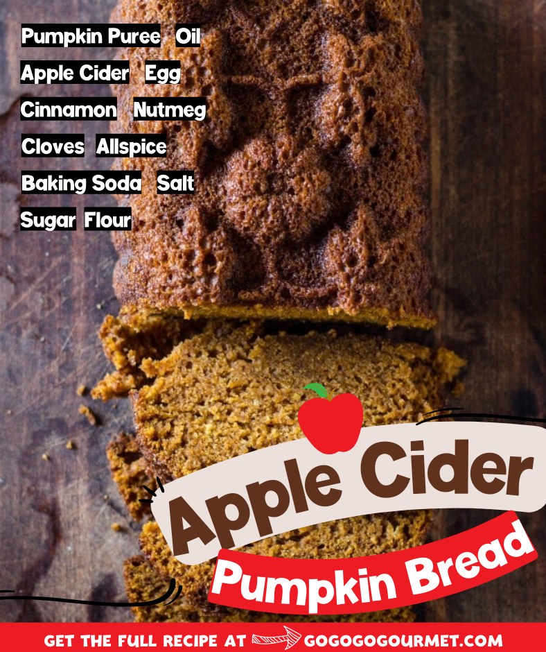 If you're looking for fall recipes and desserts, this is the one for you! This is the best Apple Cider Pumpkin Bread! Easy to make and super moist, this pumpkin bread is full of delicious fall flavors. #gogogogourmet #appleciderpumpkinbread #pumpkinrecipes #applerecipes via @gogogogourmet