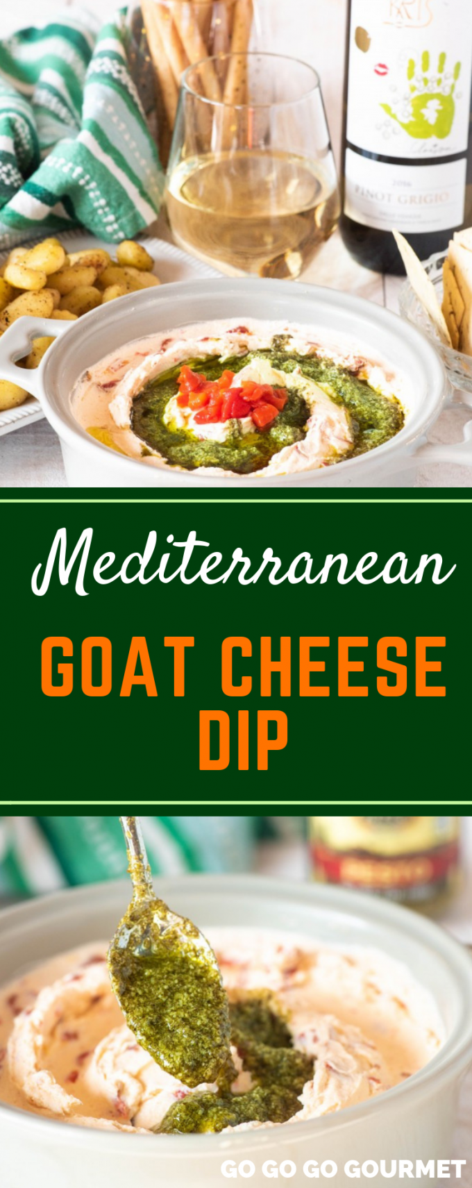 This easy Mediterranean Goat Cheese Dip can be whipped up in an instant thanks to Allesi Foods! They have wonderful products like Sun Dried Tomatoes and Extra Virgin Olive Oil that really send recipes over the top! This dip is perfect for all of your dinner parties! #ad #AlessiWay #gogogogourmet #mediterraneangoatcheesedip #easypartyappetizers via @gogogogourmet