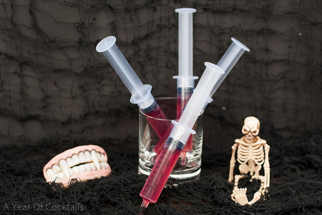 Blood sample shots in syringes 