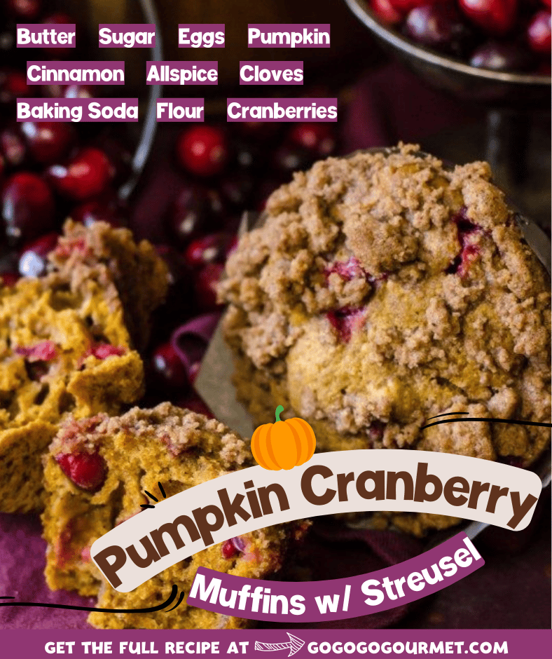 These Pumpkin Cranberry Muffins make the perfect easy breakfast for fall! Baking for the holidays has never tasted better! These muffins would be a great treat on Thanksgiving morning. #pumpkincranberrymuffins #pumpkinrecipes #cranberryrecipes #gogogogourmet via @gogogogourmet