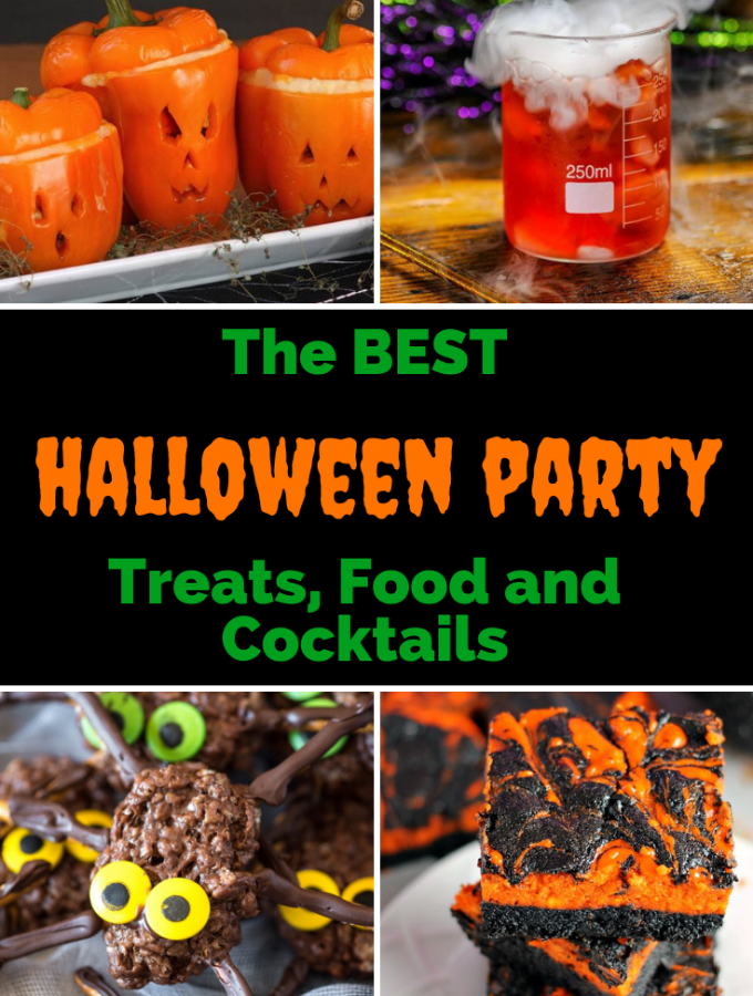 Collage of spooky party food ideas