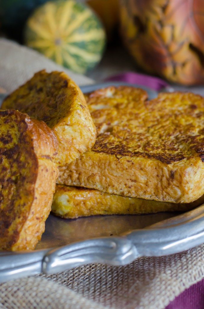 Close up of a stack of pumpkin french toast