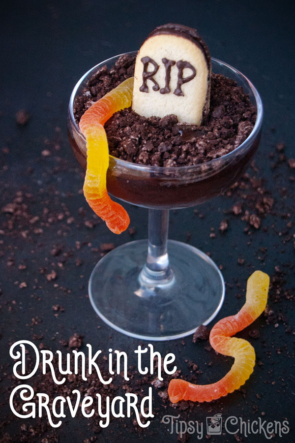 Graveyard chocolate pudding in a glass