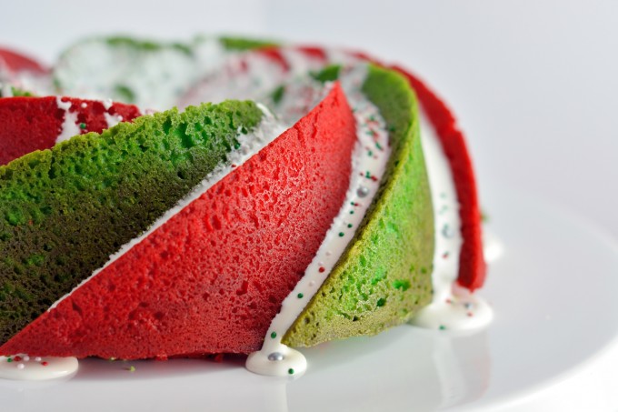 Close up of christmas swirl bundt cake - christmas desserts