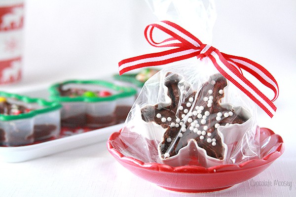 Cookie cutter fudge wrapped in a treat bag - christmas desserts