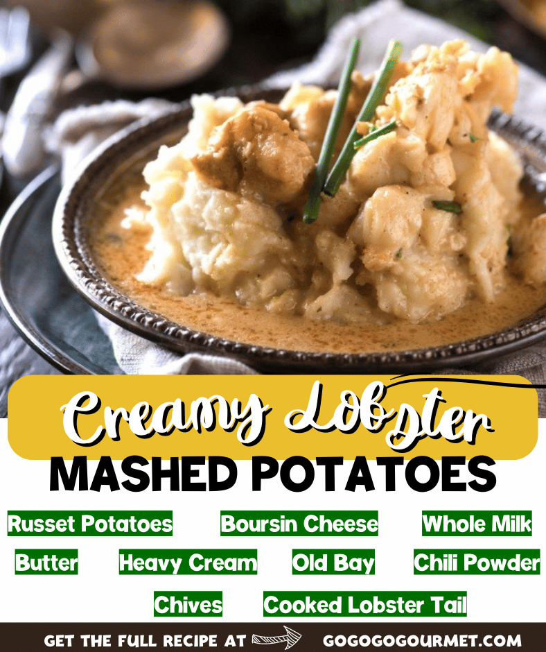 This easy Lobster Mashed Potatoes recipe is even better than Mastros and Red Lobster! Made with buttery lobster tail, it would make a fun addition to your filet mignon Valentine's Day dinner! #lobster #lobstertails #seafood #ValentinesDay #gogogogourmet via @gogogogourmet
