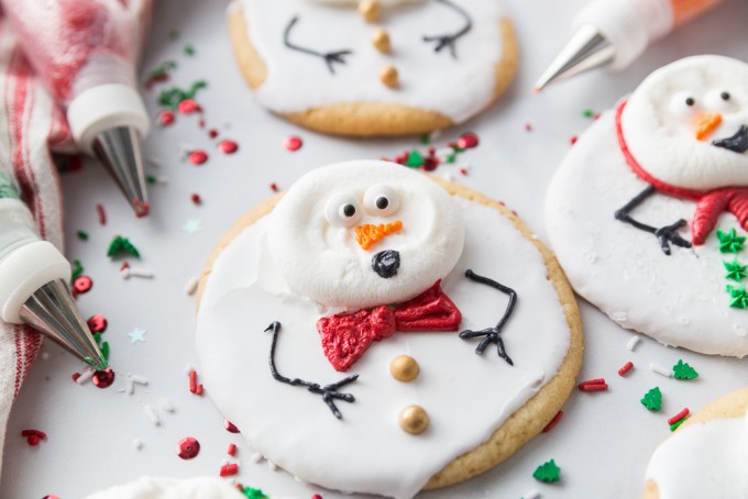 Melted snowman cookies with sprinkles - christmas desserts