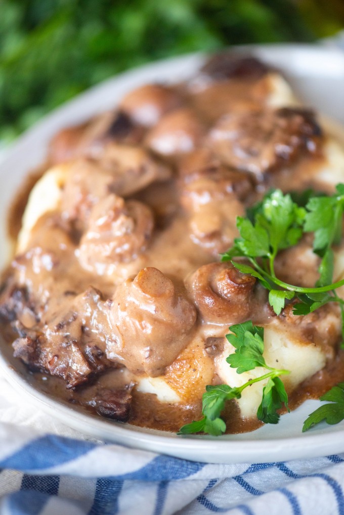 Instant Pot Beef Tips with Mushroom Gravy - Beef Tips in Instant Pot