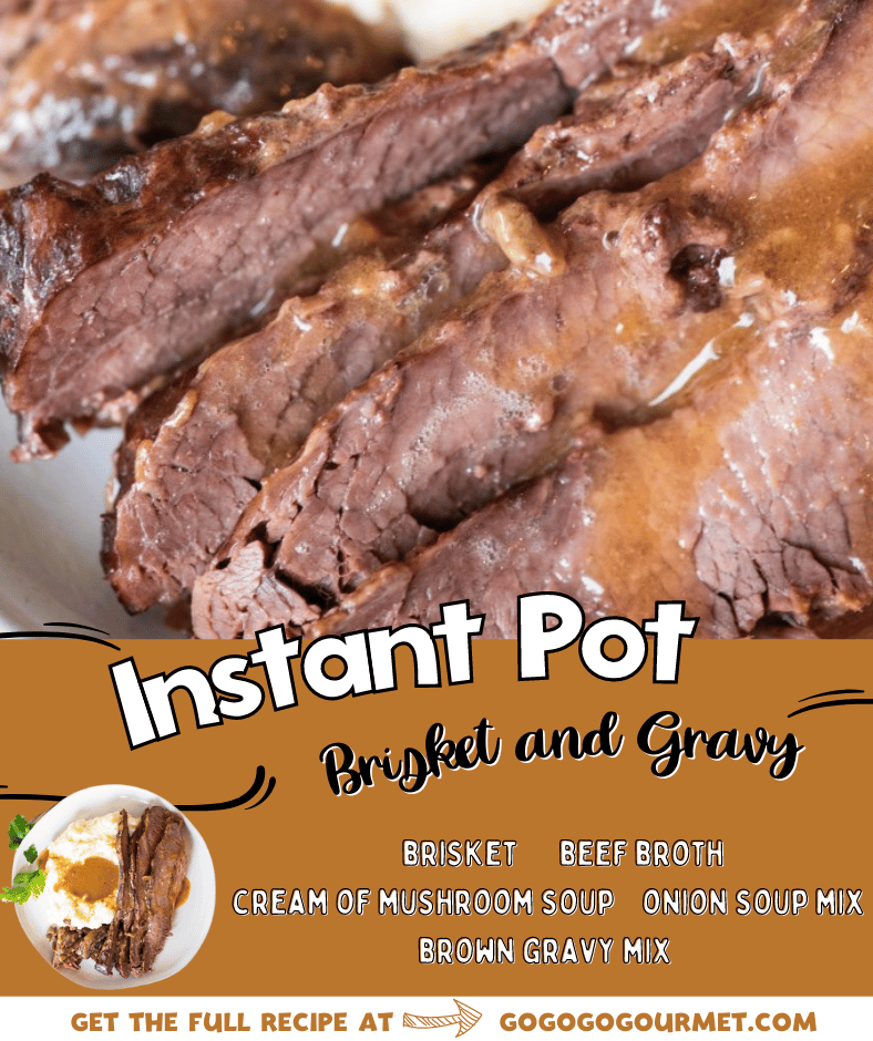 Pressure cooking just got a whole lot better thanks to this Instant Pot Tender Brisket and Gravy recipe! This easy brisket doesn't use BBQ or red wine, but rather soup and gravy mixes to give it an amazing flavor. You could even turn the leftovers into tacos! #gogogogourmet #instantpotbrisketandgravy #easyinstantpotrecipes #pressurecookerrecipes via @gogogogourmet