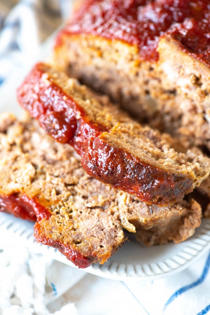 Close up of sliced instant pot meatloaf