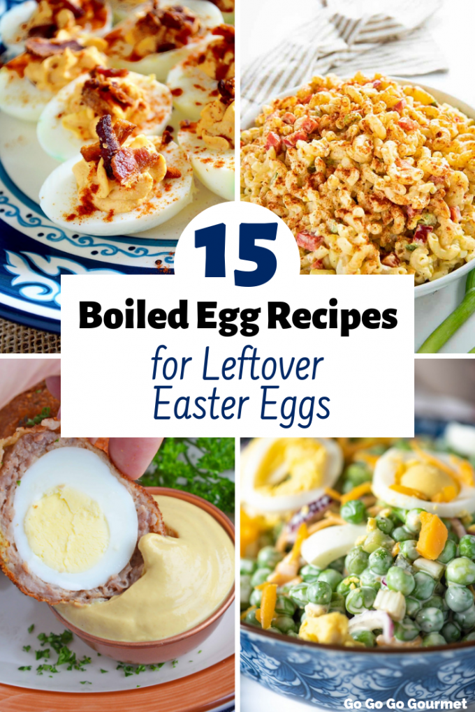 These Boiled Egg Recipes are the perfect way to use up your leftover hardboiled eggs! With plenty of ideas for breakfast, lunches or dinner, these easy recipes are the best. They include everything from deviled eggs to macaroni salad, and everything in between! #gogogogourmet #boiledeggrecipes #leftovereastereggideas #hardboiledeggrecipes via @gogogogourmet