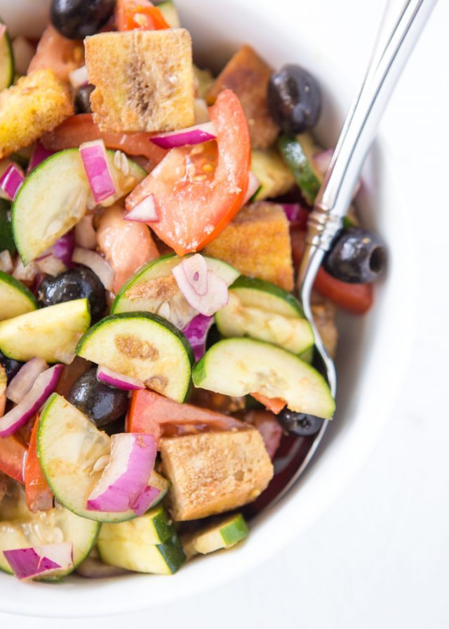 Close up of farmer's market salad in a white bowl